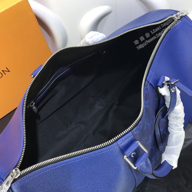 LV包包 LV新款旅行包 M53766 Keepall 50 Bandoulière旅行袋 LV海軍藍男士旅行袋  ydh3736